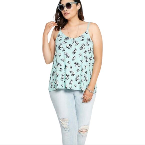 Torrid Mint Green Floral Super Soft Rose Crochet Strap Tank Top Plus Size 1X - Picture 3 of 10